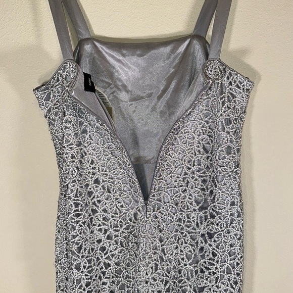 R&M Richard Silver Gray Mother of Bride Midi Length Dress Women 8 Formal Wedding - Picture 6 of 12